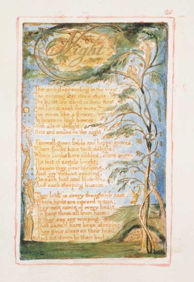 Nacht: plaat 20 uit Songs of Innocence and of Experience (kopie AA) c.1815-26 door William Blake